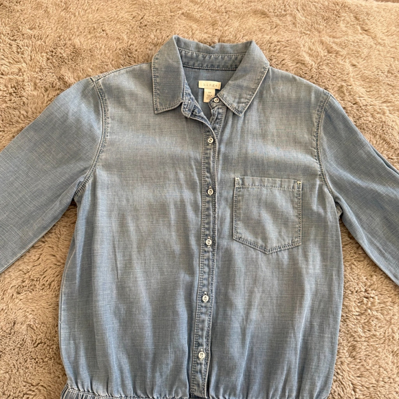 Hinge Romper Shorts Jumpsuit XSmall Blue Jean Denim Western Coastal Cowboy - Picture 5 of 8